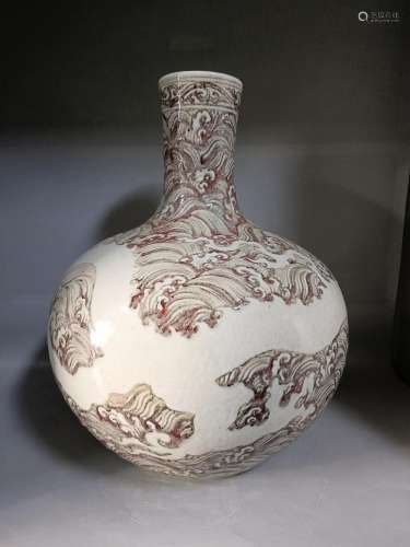 Youligong carved white sea water dragon grain tree