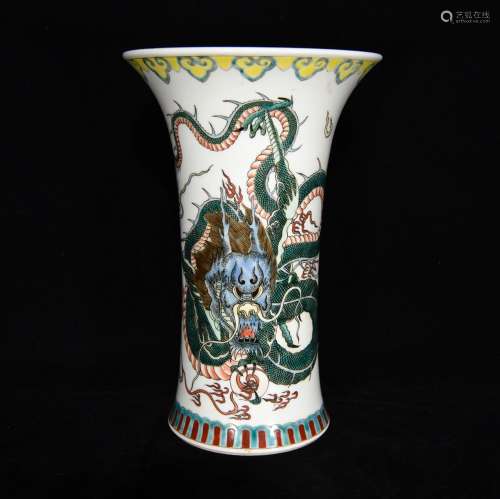 Five dragon grain flower vase with 25.5 x 17