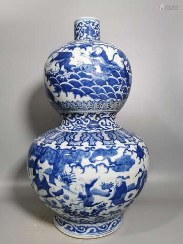 Blue and white the eight immortals gourd bottle
