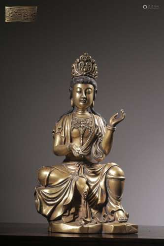 "Year" copper and gold guanyin caveSize: 38 cm hig...