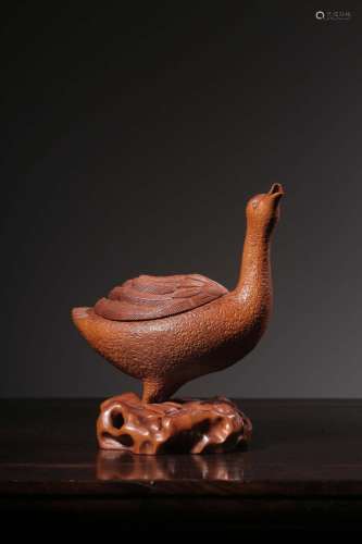 Boxwood carving duck aroma stoveSize: 15.5 cm high, 13.5 cm ...