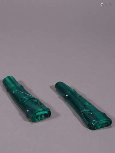 Old Qiu Angle of bamboo grain paperweight pair.Specification...