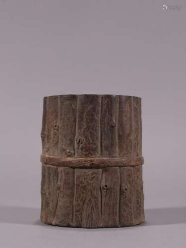 Xu Youquan purple bamboo grain brush pot.Specification: high...