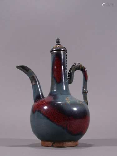 Both kiln silvering ewer.Specification: 24 cm long and 15.5 ...
