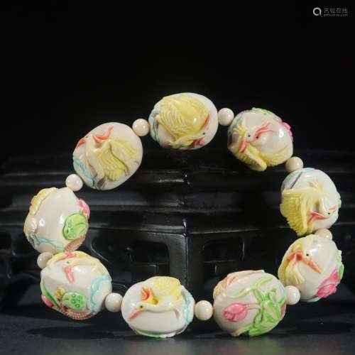 Old.chinese blooming flowers hand stringSpecification: bead ...