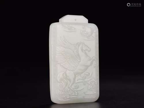 Collectors play, hotan white jade horse old brand.Specificat...