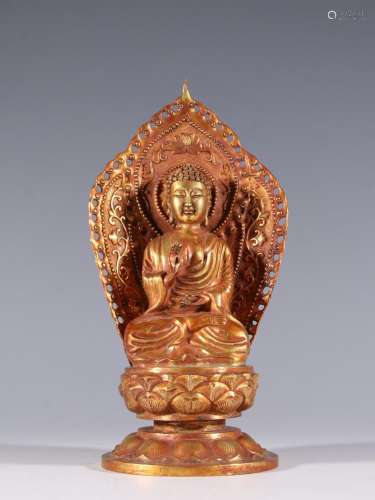 : copper and gold Buddha had caveSpecification: high 27 cm w...