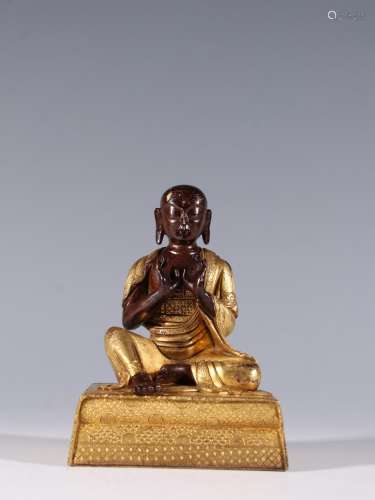 Copper and gold guru BuddhaSpecification: 15.5 cm high 10.8 ...