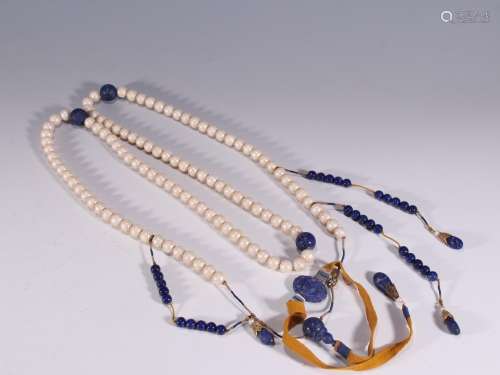 The white pearl carved group long-lived grain court beads ha...