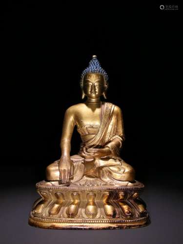 Copper and gold Buddha had caveSpecification: high 17 cm wid...