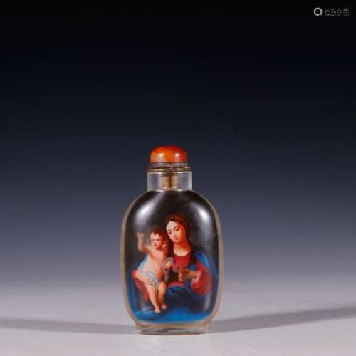 Old coloured glaze painting of western painting snuff bottle...