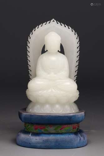 : hetian jade Buddha statue6.1 c 'm, width 4.1 c m, 11.1...