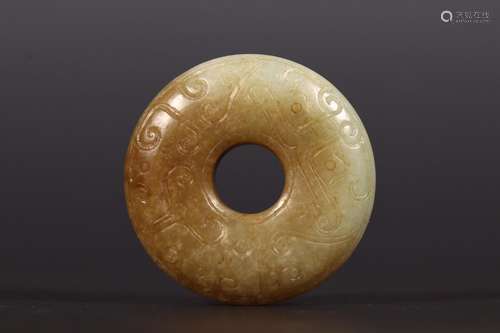 : hetian jade volume grass grain peace buckleDiameter of 5.8...