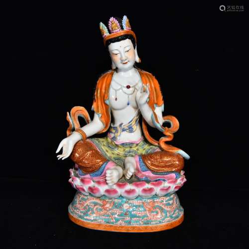 Pastel alum red paint guanyin,Size 38 x 25,
