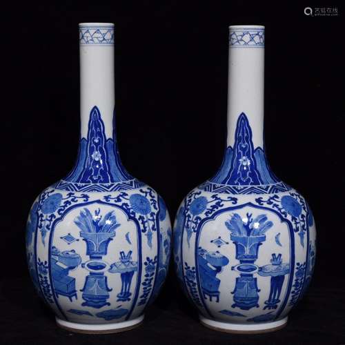 Blue and white lion ZiWen gall bladderSize 27.5 x13.5