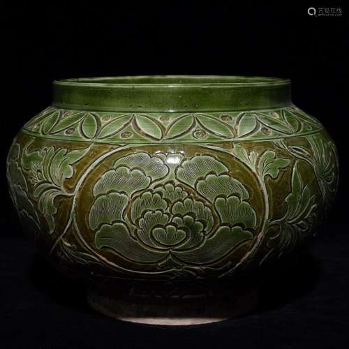 Yao porcelain hand-cut bound state flower grain tankSize 18....