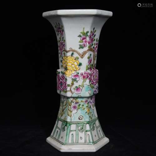 Pastel grain six-party flower vase with flowersSize 36.5 x18