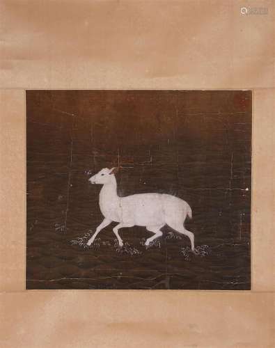 A Chinese white deer painting, Unknown mark