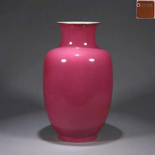 A red glaze porcelain lantern shaped vase