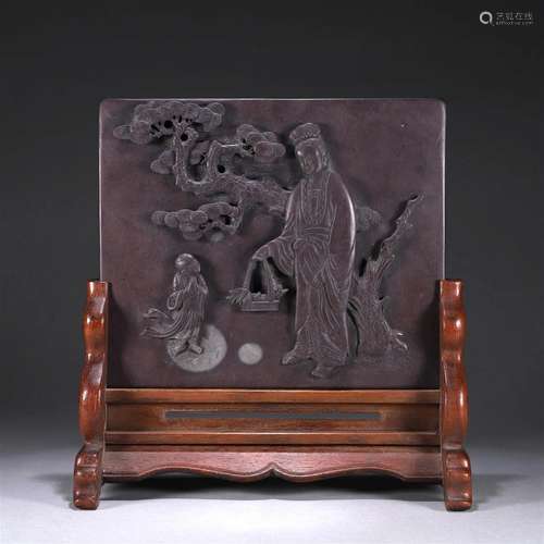 A Guanyin patterned inkstone screen