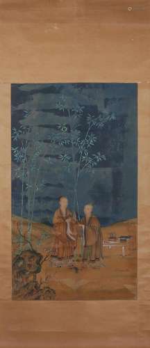 A Chinese figure painting, Lang Shining mark