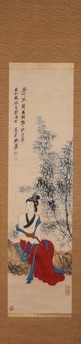 A Chinese figure painting, Zhang Daqian mark