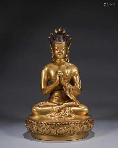 A gilding copper bodhisattva statue