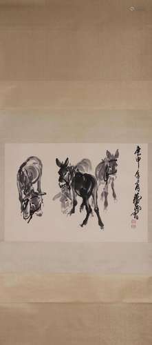 A Chinese donkey painting, Huangzhou mark