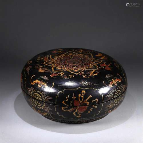 A bat and eight treasures patterned lacquer box