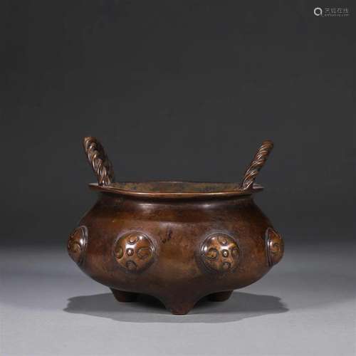 A double-eared copper censer