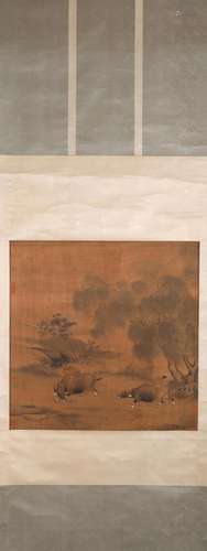 A Chinese cattle grazing painting, Unknown mark