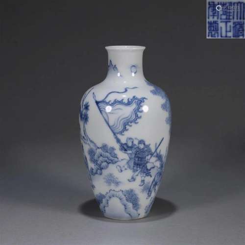 A blue and white figure porcelain vase