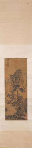 A Chinese landscape silk scroll, Wang Shen mark