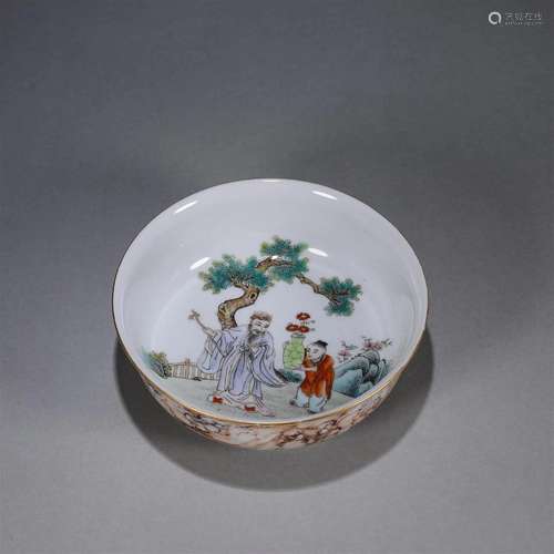 A glazed famille rose figure porcelain washer