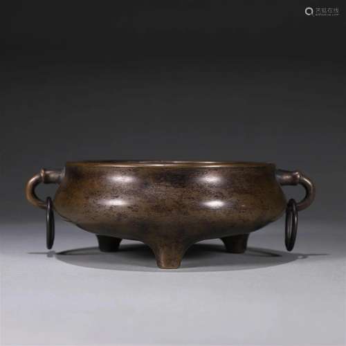 A double-eared copper censer