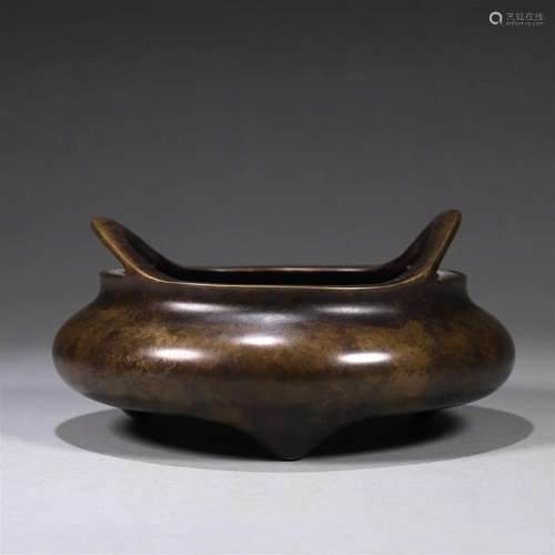 A double-eared copper censer