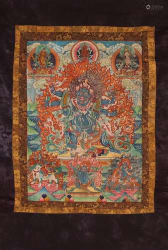 A Chinese thangka painting of Yamantaka