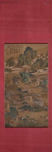 A Chinese landscape painting, Qiu Ying mark