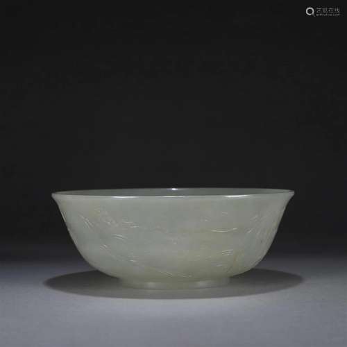 A figure patterned jade bowl