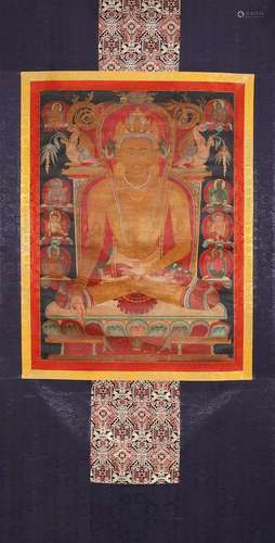 A Chinese thangka painting of Sakyamuni