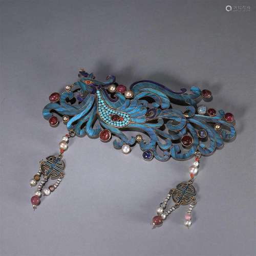 A gilding silver tian-tsui phoenix bird hair ornament