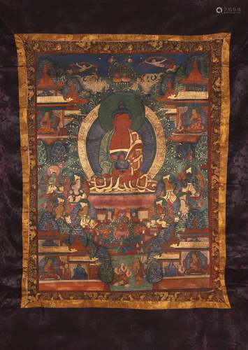 A Chinese thangka painting of Sakyamuni