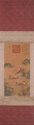 A Chinese landscape silk scroll, Liu Songnian mark