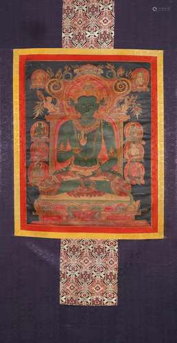 A Chinese thangka painting of Sakyamuni