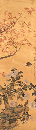 恽寿平 花卉 绢本设色立轴