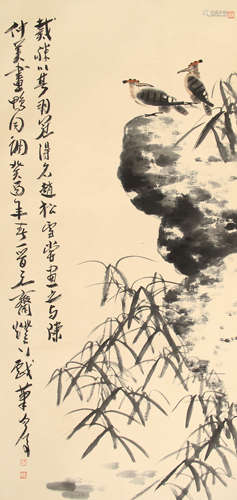 魏启后 花鸟 纸本设色立轴