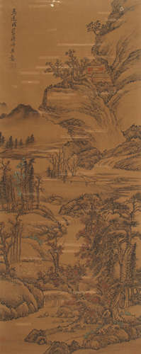 蓝瑛 山水 绢本设色立轴