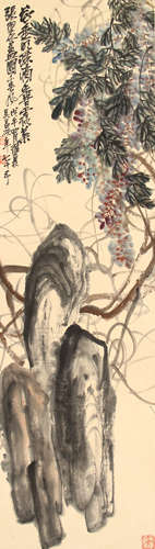 吴昌硕 紫藤 纸本设色立轴