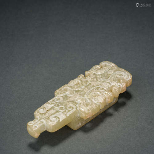 Pre-Ming Dynasty Hetian Jade with Animal Pattern Hook