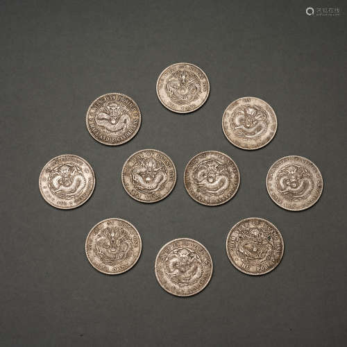 Ten silver coins of Guangxu Yuanbao